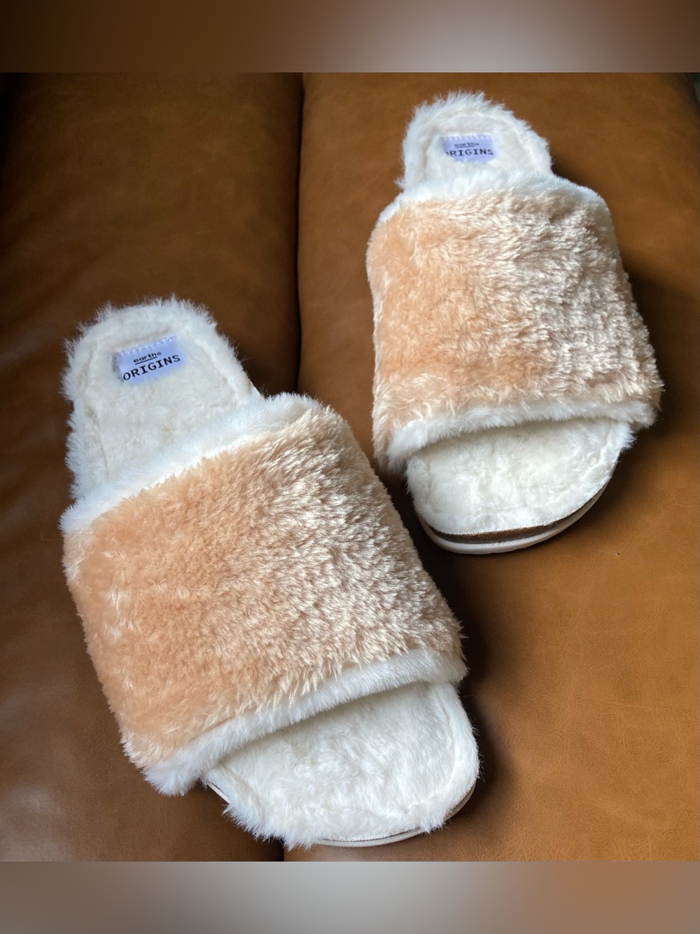 Earth Origins Olli Faux Fur Slides Sandals Blush Pink Women’s Size 11